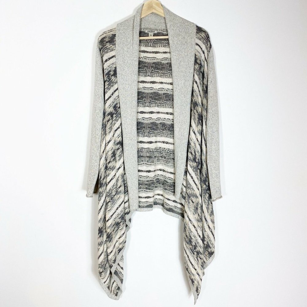 Lucky Brand southwest Cardigan waterfall high low Sweater Cream Gray size small